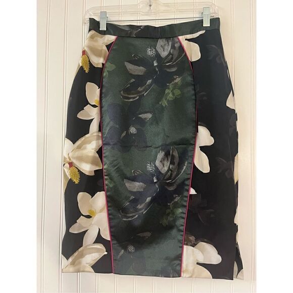 Katharine Kidd pencil skirt floral brocade sz 10 - Picture 3 of 4